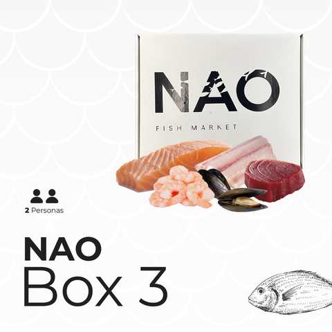 Box 3: Dorado, Salmón, Atún, Camarón, Mejillón Chileno para 2 personas